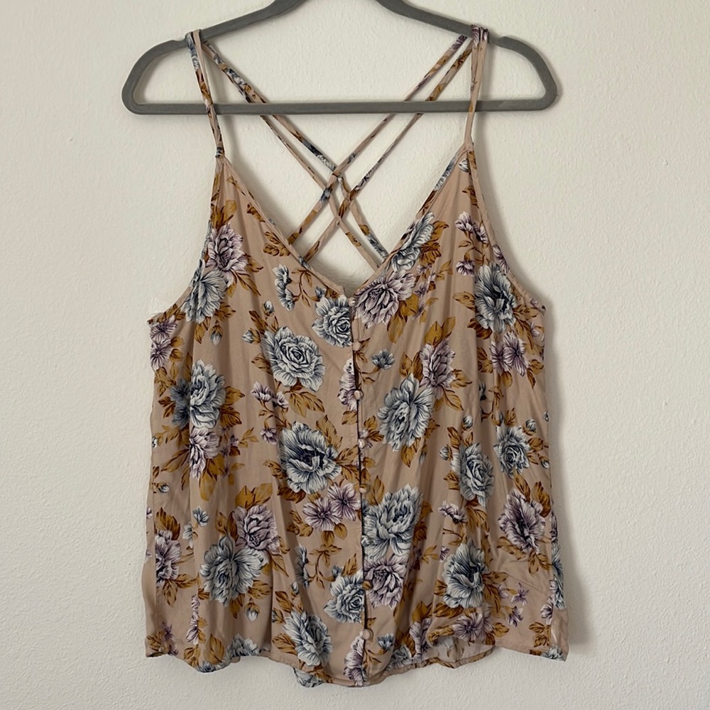 American Eagle Floral Strappy Tank Top